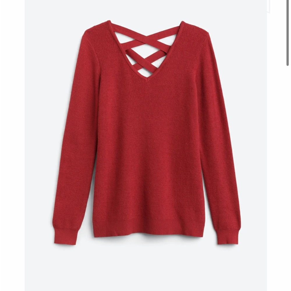Love Ellie burgundy sweater criss cross v back